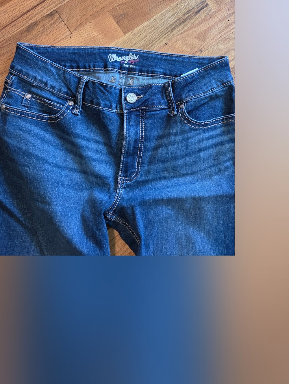 Wrangler Bootcut Jeans Women’s 11/12x34 Blue Jeans Contrast Stitching Western - Picture 4 of 7